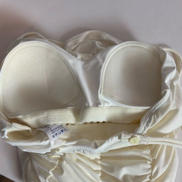 LANDS' END Ivory Ruched One Piece Swimsuit Mini Dress Bathing Suit Size 6 NEW - Picture 6 of 8